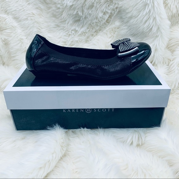 Karen Scott Roza Bow Ballet Flats Black PU/Fabric - Picture 12 of 13